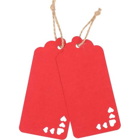 Juego de 50 etiquetas de papel rojas con forma de corazón, ideales para premios, decoraciones colgantes y ocasiones festivas.