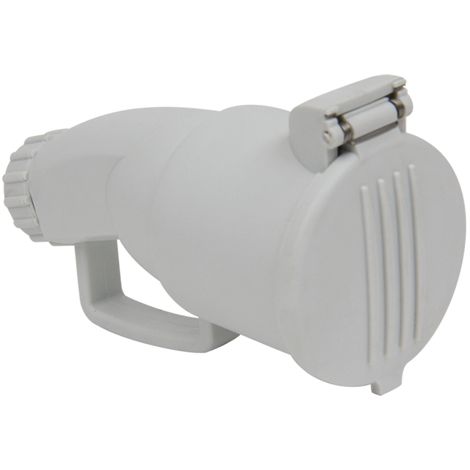 Debflex – Fiche femelle avec volet 2P+T 16A gris – Indice d'étanchéité IP20 – Résistante aux impacts IK07 – 713790