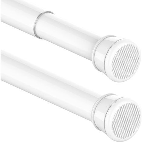 1 Tringle à rideaux télescopique sans perçage pour salle de bain, fenêtre, penderie, 83-160 cm, blanc (diamètre 25 mm) (1/5)