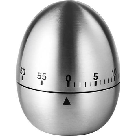 Minuterie de Cuisine en Forme d'Œuf Alarme Rotative Mécanique en Acier Inoxydable Minuterie de 60 Minutes pour la Cuisson (1/5)