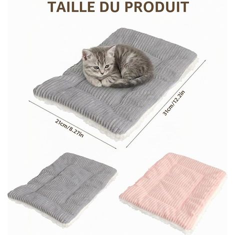 Rabbit Bed Guinea Pig Bed Warm Plush Fluffy Accessories Small Animal Blankets Reversible Washable (L) (1/4)