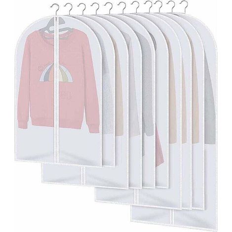 Housses de vêtements anti-poussière, imperméables, anti-acariens et anti-humidité, lot de 10 (blanches) (1/4)