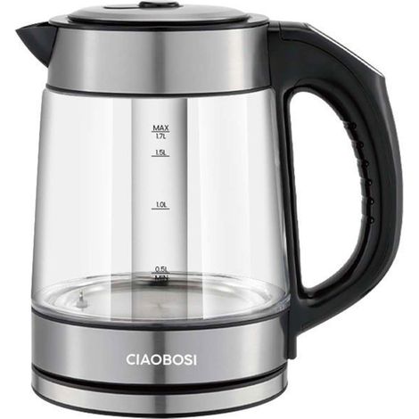 Bouilloire électrique - 1,7 L - Verre borosilicaté - 2000 W - Réglage température (1/5)