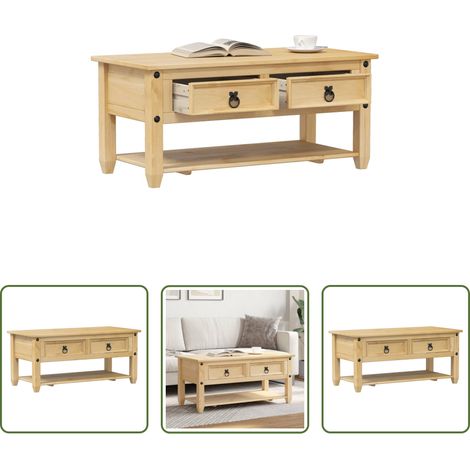 Couchtisch Kiefer -  Couchtisch mit Schubladen Corona 100x48x45 cm Massivholz Kiefer (1/5)