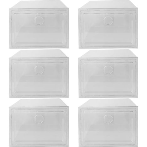 6pièces Boîte De Rangement Pour Chaussures Transparente Plastique Organisateur Empilable Pour Baskets La Poussière Rayures Rangement Pratique à (1/5)