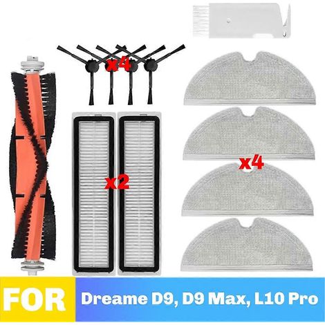 Ersatzteile und Verbrauchsmaterialien für die Roboterstaubsauger Dreame D9, D9 Max und L10 Pro: Hauptbürste, HEPA-Filter und Reinigungstuch. (1/5)