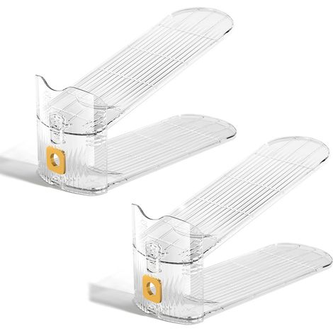 Lot de 2 étagères à chaussures transparentes - Organisateur de rangement multi-niveaux pour un dressing élégant (1/5)