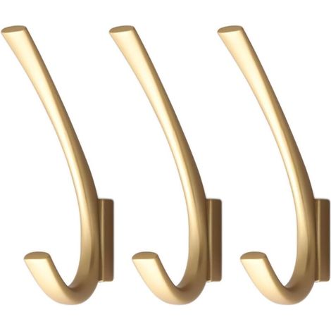 Crochets muraux, porte-manteaux pour serviettes, clés, peignoirs, foulards, lot de 3 (doré) (1/5)