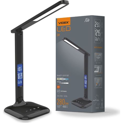 LED-Schreibtischlampe, 4,5 W, 490 lm, dimmbar, Touch-Farbwechsel, Videx-Display
