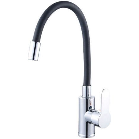 Kitchen sink mixer tap with flexible spout, 360° rotating flexible kitchen mixer tap with water-saving filter