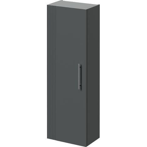 Avant Satin Grey 400mm x 1200mm Wall Mounted Single Door Storage Unit - 400mm - Chrome 160mm Knurled Bar Handle