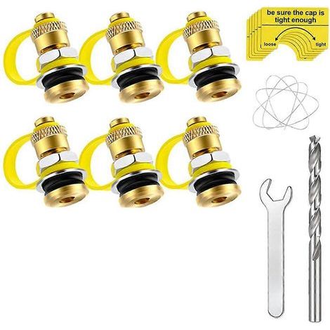 Bouchons d'aération pour bidons d'essence, kit de 6 bouchons d'aération améliorés, compatibles avec tous les réservoirs de carburant des bidons d'essence. (1/5)