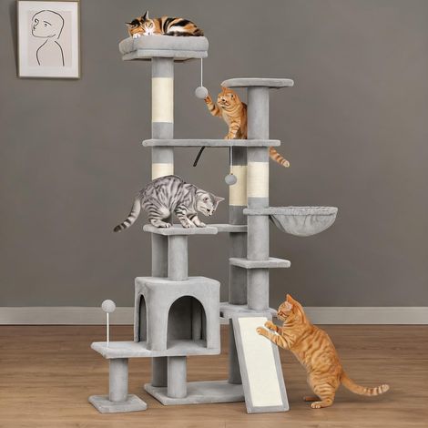 Arbre à chat 5 niveaux gris clair 78 x 40 x 152 cm (1/5)