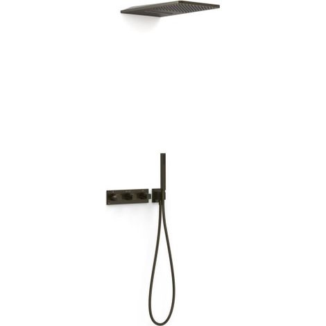 Kit douche robinet thermostatique encastré à 3 voies B‑system Noir Bronze - TRES 30725305KMB