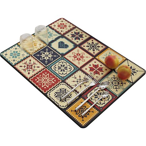Sets de table, sets de table géométriques colorés vintage pour fête, cuisine, salle à manger, sets de table absorbants contrôlés par l'eau, isolation thermique, tapis à séchage rapide, 40 x 50 cm'Cuba (1/5)
