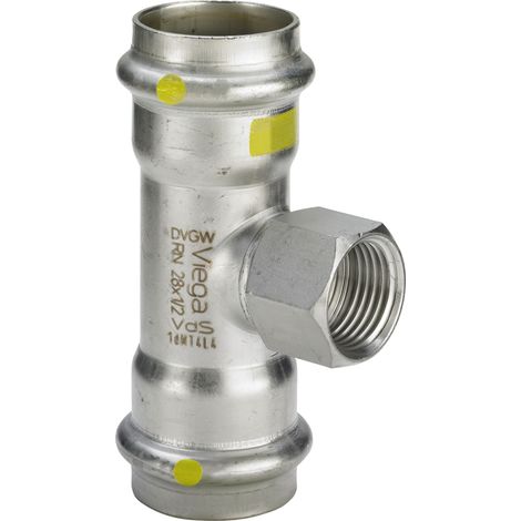 Pièce en T avec SC Sanpress Inox G 0217.2 pour gaz en 15mmxRp1/2x15mm edst.