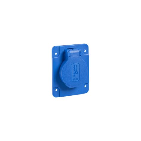 PratiKa - socle de prise NF 65x85mm - 2P+T 10-16 A - IP54 - connex. arr. - bleu  - PKN61B (1/3)
