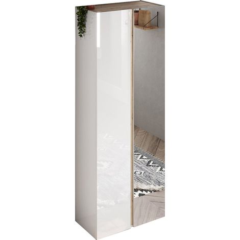 Armadio Multiuso 2 Ante Gradoli, Cassetti, 8 Ripiani Made in Italy, 2 Ante, 70x185h cm Bianco Lucido