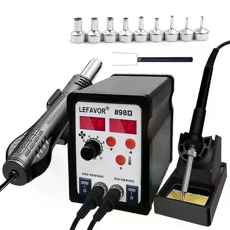 898D Lötstation 2-in-1 Heißluftpistole Elektrischer Lötkolben Heißluftpistole Rework-Station für Handy-Leiterplatten IC SMD BGA-Löten (1/4)