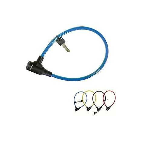 LUCCHETTO CON CAVO DA 65 CM DIAM. 8MM INACCIAIO INTRECCIATO COLORI ASS