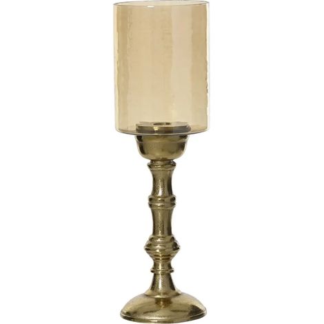 Portacandela Hurricane ambra e oro H38 cm (1/2)