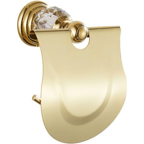 Glänzender Toilettenpapierrollenhalter mit Klappe und Toilettenpapierspender mit goldfarbener Abdeckung Wandhalterung aus goldfarbenem Metall, Badezimmer-WC-Zubehör (1/5)