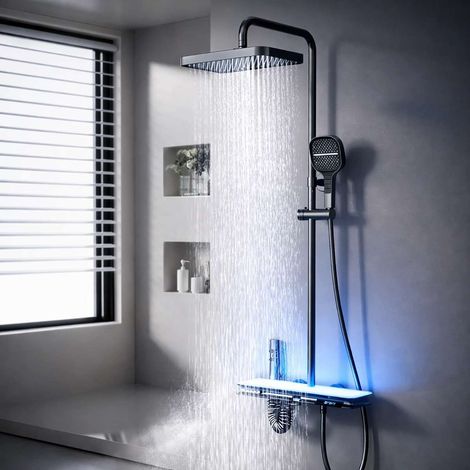 Colonne de douche led thermostatique noir, Zeus (1/5)
