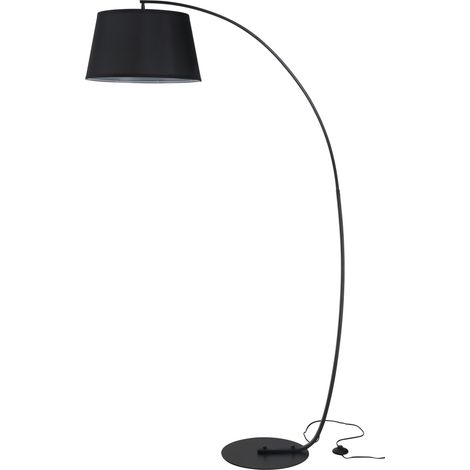 easycomfort lampada da terra ad arco con paralume in tessuto e interruttore a pedale, ø47x105x190cm, nera (1/5)