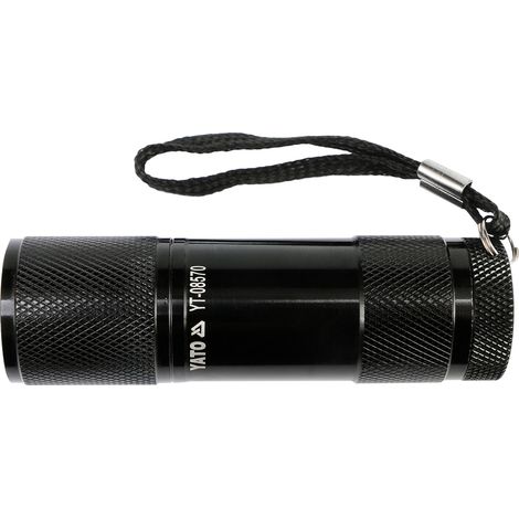 Yato, modelo YT-08570, Antorcha de aluminio con 9 LED, color negro, ideal para trabajos de mecánica y reparaciones, ligera, eficiente y resistente. (1/5)