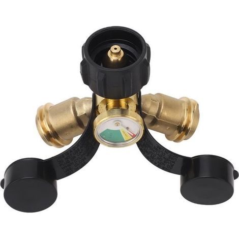 Répartiteur de propane 2 voies - Laiton - Indicateur de niveau - Installation facile (1/4)
