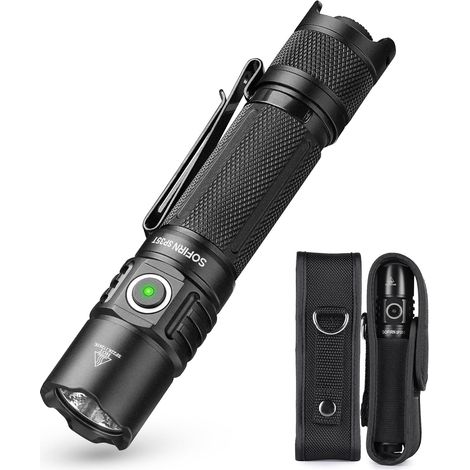 lampe et torche tactique, 3800 lumens, double interrupteur, 8 modes, LED rechargeable IPX8, USB-C (1/5)