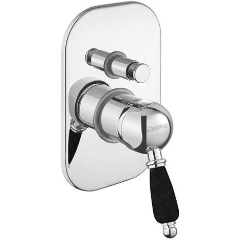 Mitigeur de douche à encastrer KIRKÉ BLACK, 2 sorties, levier noir, chromé (1/2)