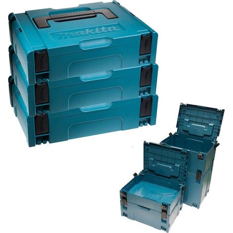 Makita MAKPAC Pack of 3 x Stacking Connector Tool Cases Type 1 396 x 296 x 105