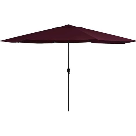 Parasol de Jardin avec Manivelle Mât en Métal et Toile Polyester Rouge Bordeaux Ø 390 cm - PANGIVO (1/5)