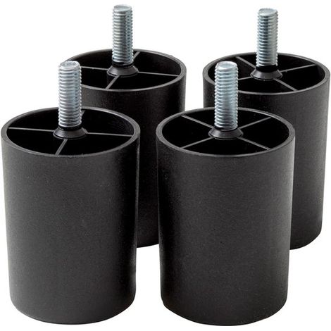 Set di 4 protezioni rotonde per gambe di mobili, tappi in plastica per gambe di sedie, protezioni per gambe di tavoli, protezioni per pavimenti, tappi per gambe di sedie, gambe di mobili, nere (1/5)