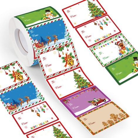 500 autocollants de Noël - Décorations de Noël - Étiquettes de Noël - Décorations de Noël - Amovibles (1/5)