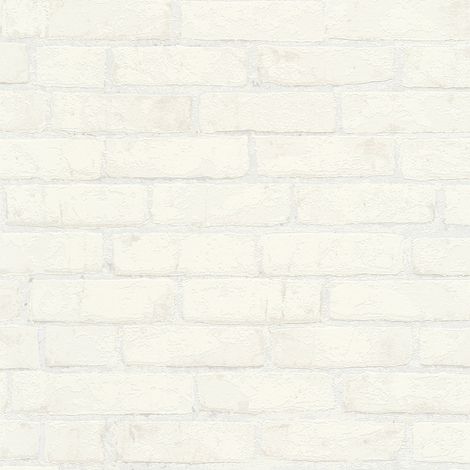 Papier peint idéal pour couloir & chambre d'adulte | Papier peint briques blanches | Tapisserie blanche imitation pierre reflet subtil - 10,05 x 0,53 m (1/5)