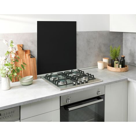 Wenko – Crédence de cuisine en verre trempé noir 60x70cm – Protège-mur contre éclaboussures – Résistant aux chocs et hygiénique (1/6)