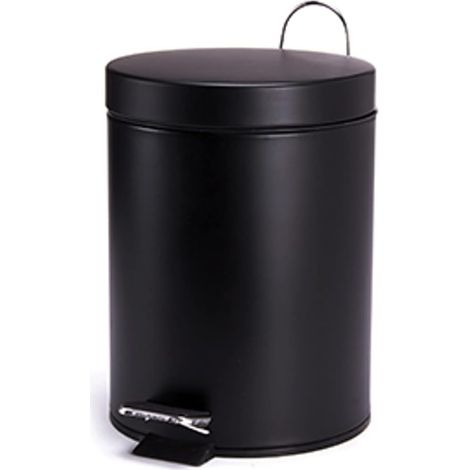 Papelera con pedal de acero inoxidable negro mate de 3 l (1/5)