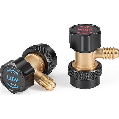 Verstellbare Schnellkupplungsadapter für R134a, Set mit 2 Hoch- und Niederdruck-R134a-Anschlussadaptern mit 1/4"-Außengewinde (1/5)