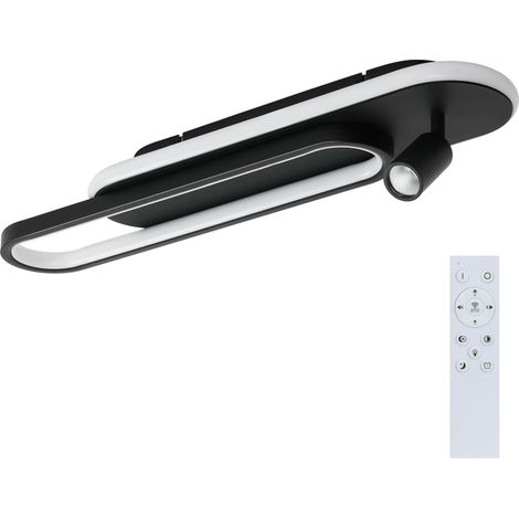 GBLY Lámpara de techo LED : 46W Negro Lámpara de cocina regulable con 1 foco de techo y mando a distancia Diseño moderno 3000K - 6500K Lámpara de dormitorio para el hogar Apartamento Galería