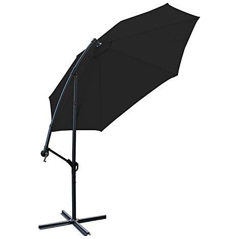 Garden Parasol Sun Shade Patio Banana Cantilever Hanging Umbrella 3m Black (1/5)