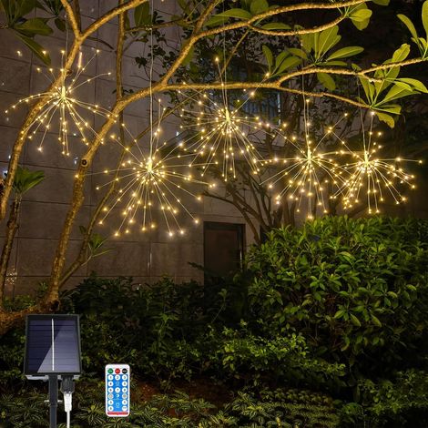 5 Solar-Feuerwerkslichter – 450 LEDs – 8 Modi – dimmbar – mit Fernbedienung und Timer – wasserdicht – 8 m – 5 Stück (1/5)
