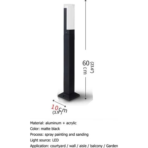 (H60cm-220V) DEBBY Lampe de jardin LED extérieure étanche en aluminium, décorative et créative pour villas, duplex et parcs. (1/5)