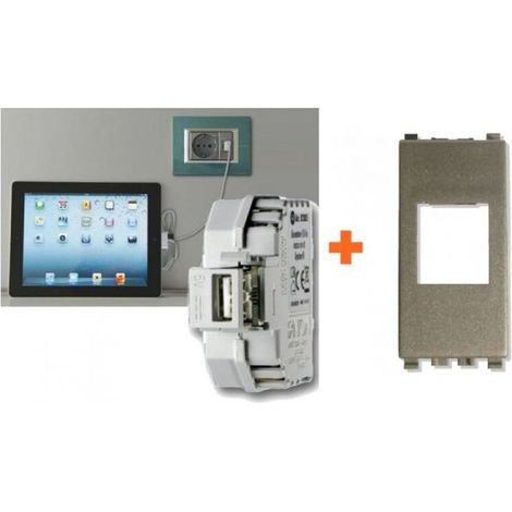 Fanton caricatore presa USB A 5V 2,1A compatibile Vimar Eikon Next grigio - 82891-EG