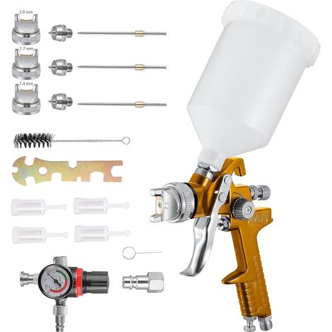 Pistolet à Peinture doré avec buse de 1,4 mm, 1,7 mm, 2,0 mm, Tasse 600 CC, Outils de Peinture de clôture de véhicule, Mini Pistolet pulvérisateur Manuel (1/5)