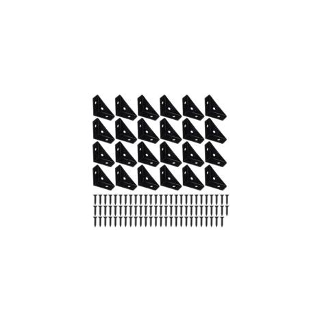 Set mit 24 schwarzen 38 x 38 mm Eckverbindern inklusive Schrauben, 90°-Metallwinkelverbinder, passend für Zhuo-Crezuo Bettgestelle