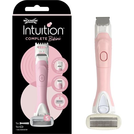 Intuition Complete Bikini - Rasoir et tondeuse tout-en-un avec tête de rasoir à 5 lames enduites de gel pour la protection de la peau - adapté au rasage du maillot
