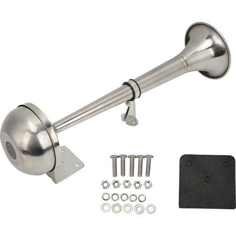 Klaxon pneumatique universel à trompette unique puissante 328 dB 12 V 30 W VXH1112MAR‑C en acier inoxydable pour bateaux, camping-cars et yachts (1/5)