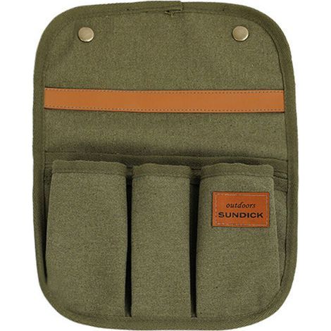 Leichte und robuste Aufbewahrungstasche für die Armlehnen von Campingstühlen aus Baumwoll-Canvas, strapazierfähig, mit mehreren Taschen, Grün, DUBUNS (1/3)